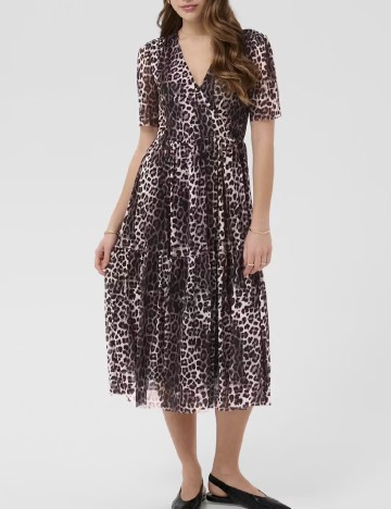 Rochie medie Cream, animal print