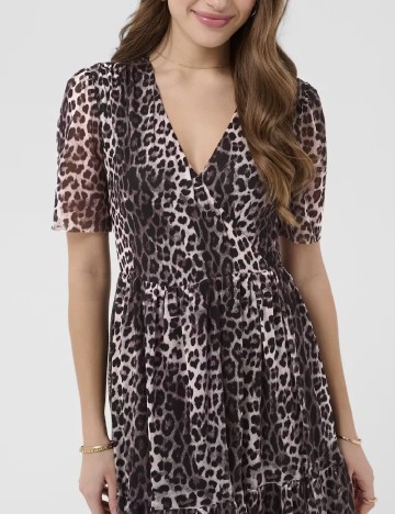 Rochie medie Cream, animal print