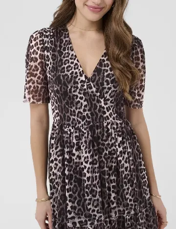 Rochie medie Cream, animal print