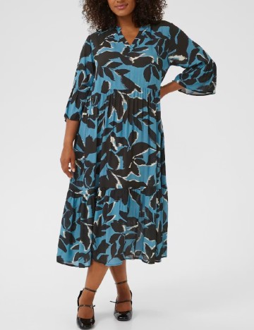 Rochie medie Kaffe Curve, negru/albastru
