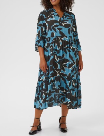 Rochie medie Kaffe Curve, negru/albastru