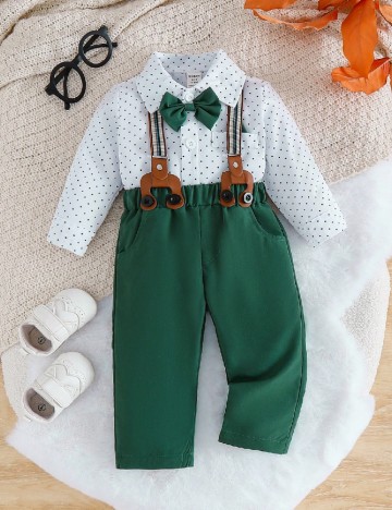 Compleu Shein Kids, verde/alb