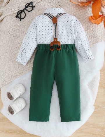 Compleu Shein Kids, verde/alb