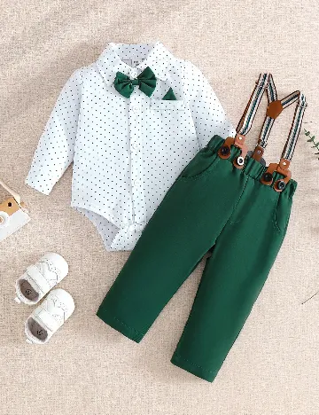 Compleu Shein Kids, verde/alb
