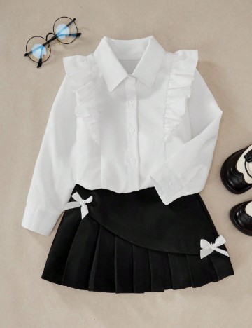 Compleu Shein Kids, alb/negru