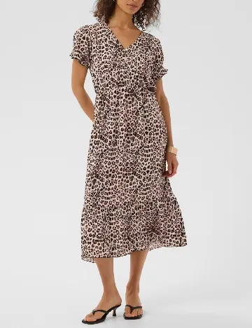 Rochie medie Cream, animal print