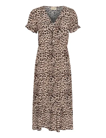 Rochie medie Cream, animal print