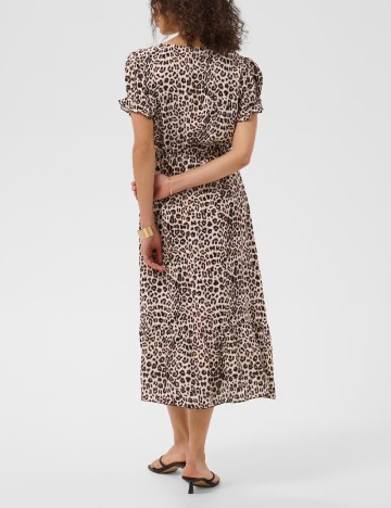 Rochie medie Cream, animal print