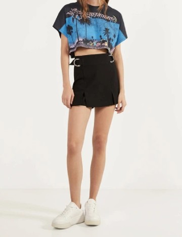 Fusta pantalon Bershka, negru