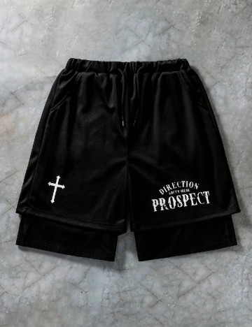 Pantaloni scurti Shein Kids, negru