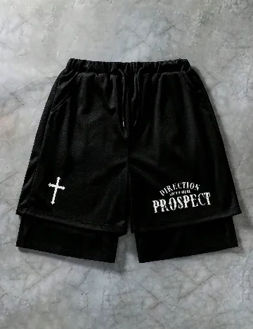 Pantaloni scurti Shein Kids, negru