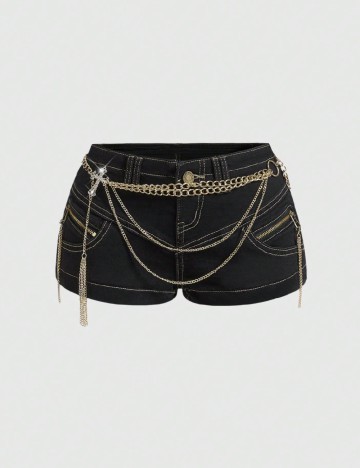 Pantaloni scurti Romwe Plus Size, negru
