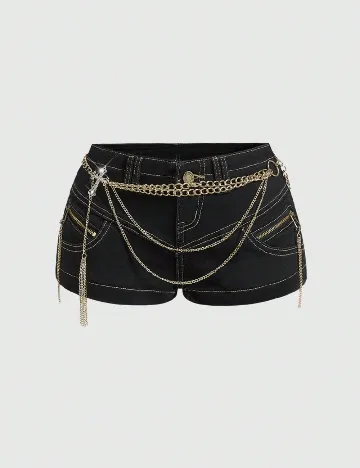 Pantaloni scurti Romwe Plus Size, negru
