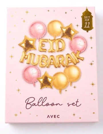 Set baloane, 11 bucati AVEC, auriu/roz