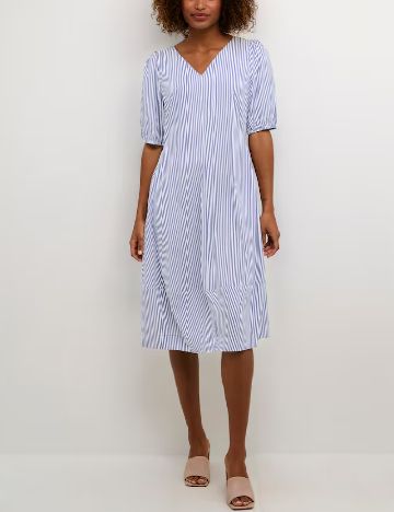 Rochie medie Culture, albastru/alb