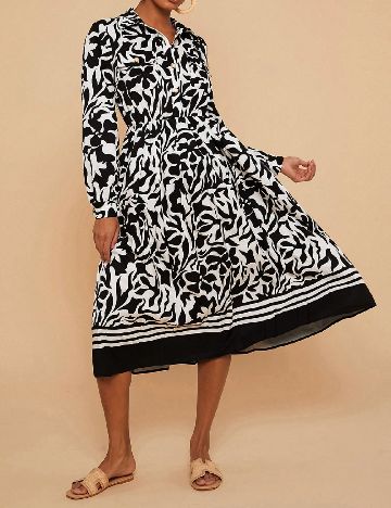 Rochie medie SHEIN, negru/alb
