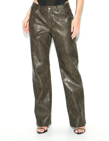Pantaloni imitatie de piele KIZN, maro