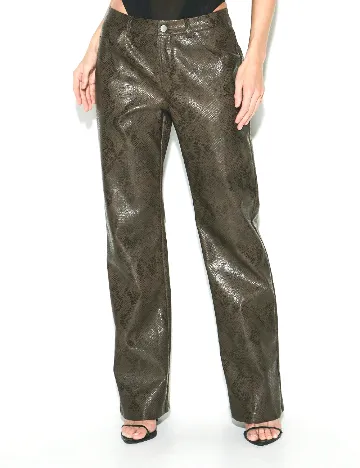Pantaloni imitatie de piele KIZN, maro