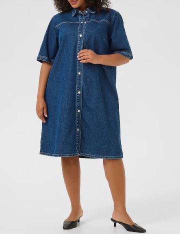 Rochie medie Kaffe Curve, albastru
