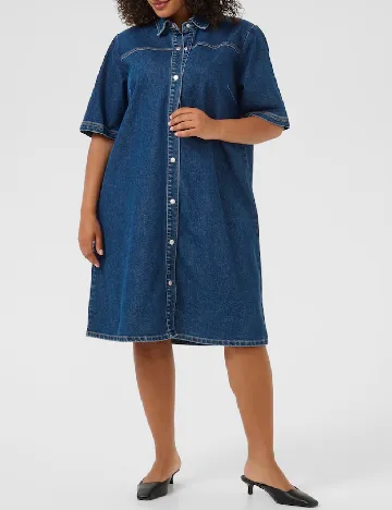 Rochie medie Kaffe Curve, albastru