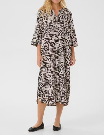 Rochie medie Cream, bej/negru