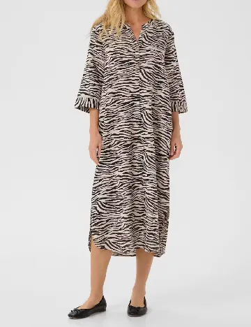Rochie medie Cream, bej/negru