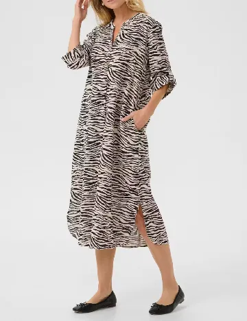 Rochie medie Cream, bej/negru
