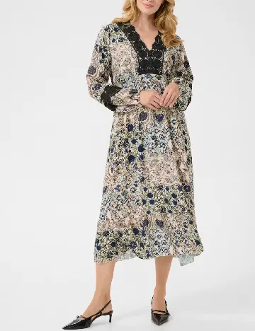 Rochie medie Cream, mix culori