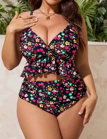 Costum de baie SHEIN CURVE, floral print