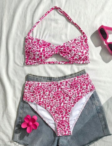 Costum de baie Shein Kids, floral print