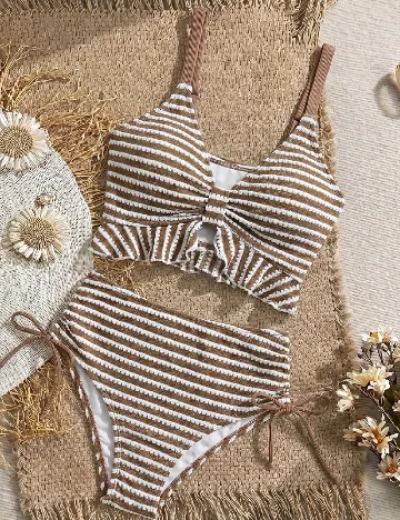Costum de baie SHEIN, maro/alb