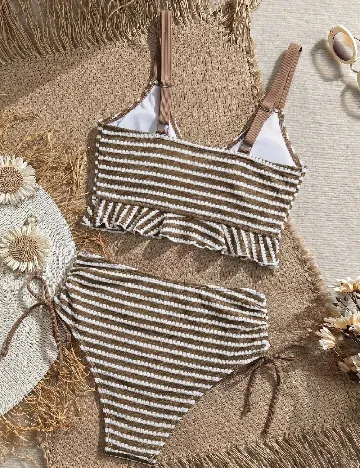Costum de baie SHEIN, maro/alb