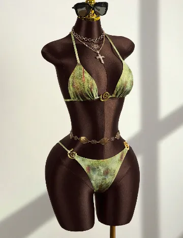 Costum de baie SHEIN, verde