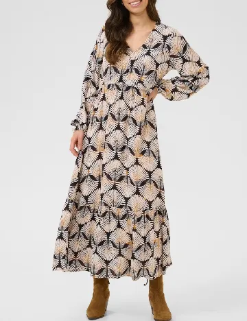 Rochie lunga Cream, mix culori
