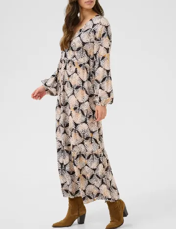 Rochie lunga Cream, mix culori