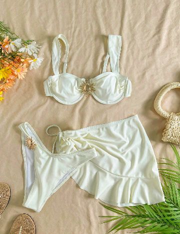 Costum de baie SHEIN, ecru
