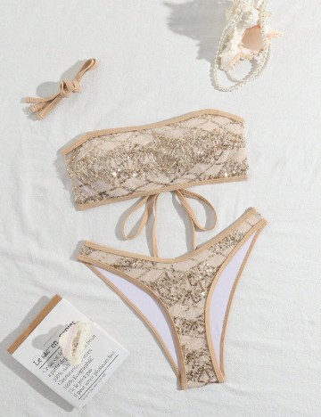 Costum de baie SHEIN, maro deschis