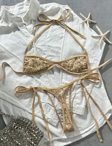 Costum de baie SHEIN, maro deschis