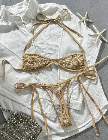Costum de baie SHEIN, maro deschis