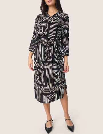 Rochie medie Soaked In Luxury, negru/alb