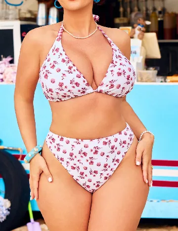 Costum de baie SHEIN CURVE, floral print