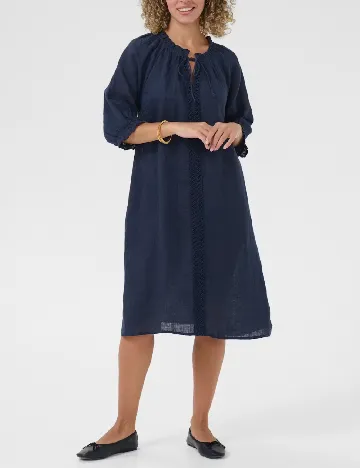 Rochie medie Cream, bleumarin