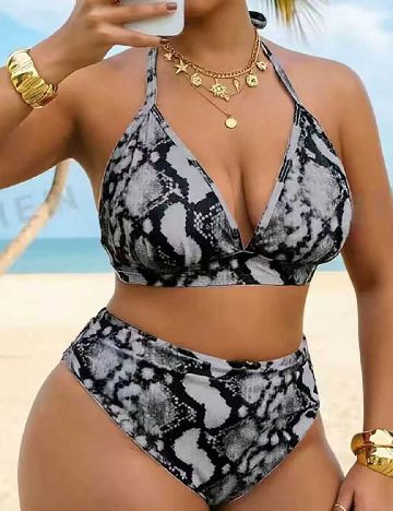 Costum de baie SHEIN CURVE, gri