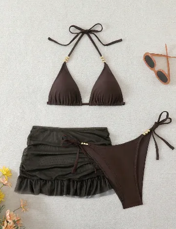 Costum de baie SHEIN, maro