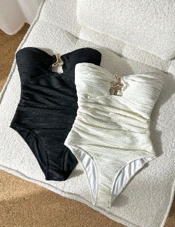 Set costume de baie 2 bucati SHEIN, alb/negru
