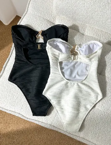 Set costume de baie 2 bucati SHEIN, alb/negru