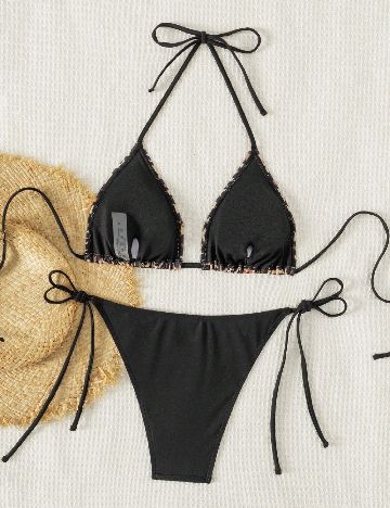 Costum de baie SHEIN, animal print/negru
