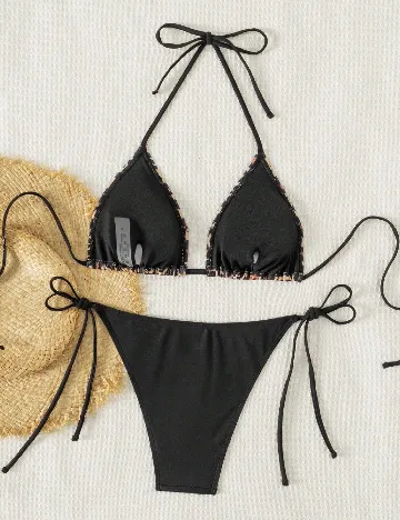 Costum de baie SHEIN, animal print/negru