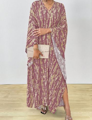 Rochie lunga SHEIN, roz/crem