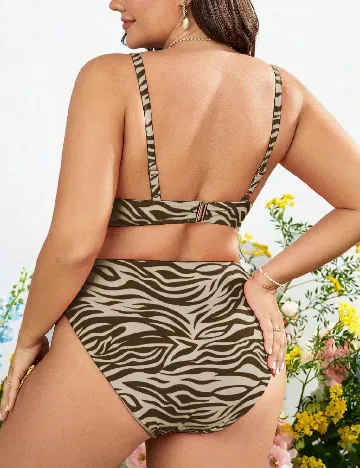 Costum de baie SHEIN CURVE, maro/crem
